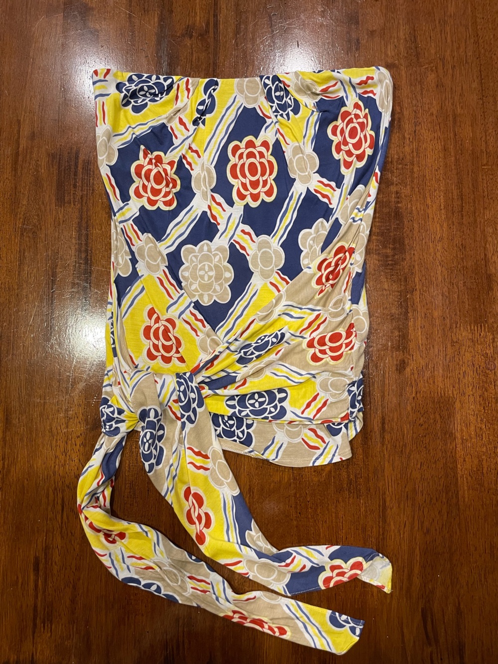 Anthropologie Ric Rac Strapless Top in Yellow, Navy, Red, Beige Size M